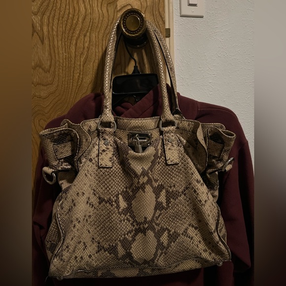 Michael kors snakeskin/ python? Large purse cream/tan/brown - Picture 4 of 11